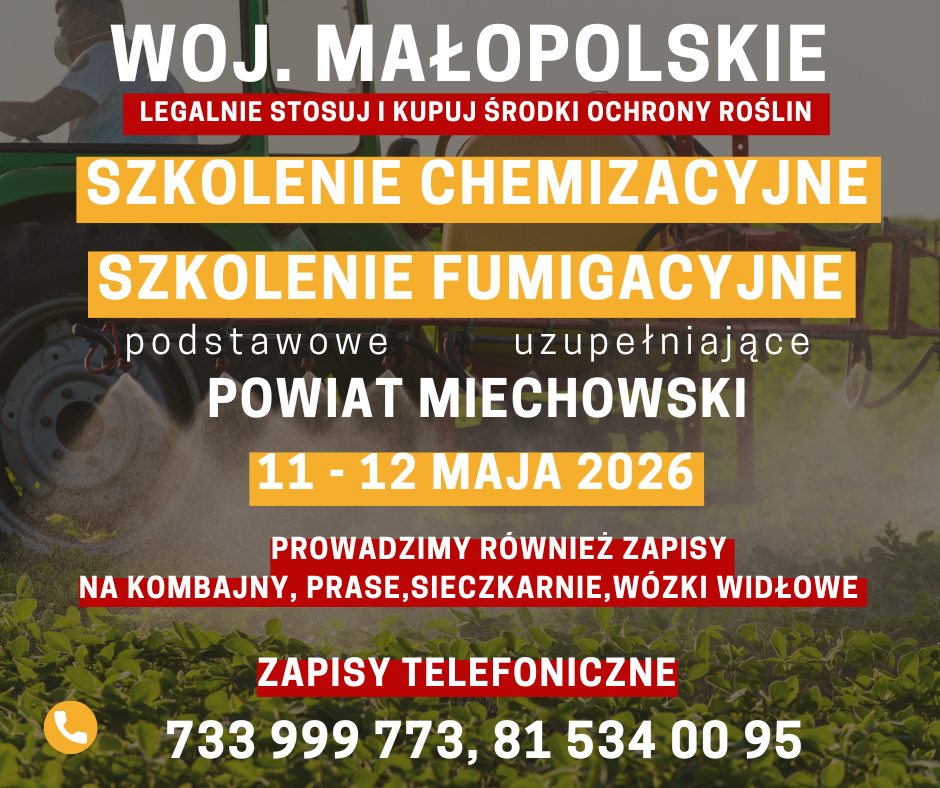 11-12 maja 2026: Szkolenie chemizacyjne dla rolników