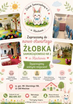 Wolne miejsca w Żłobku Samorządowym nr 2 w Miechowie
