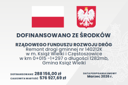 Remont drogi gminnej nr 140212K w m. Książ Wielki i Częstoszowice w km 0+015 -1+297 o długości 1282mb, Gmina Książ Wielki